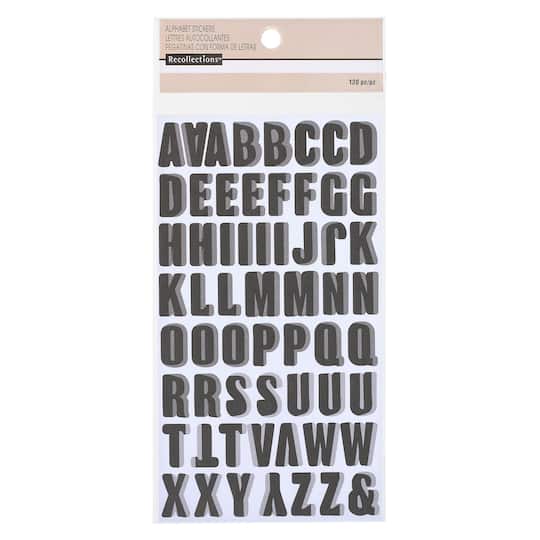 12 Packs: 120 ct. (1440 total) Black Block Alphabet Stickers with Gray Shadow By Recollections™